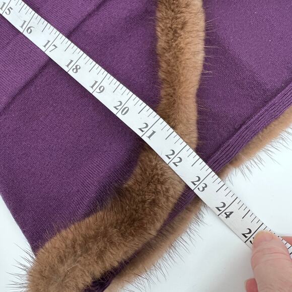 Etcetera Silk Cashmere Mink Trim Cardigan Womens Large Purple Brown Fur Sweater - Picture 11 of 11